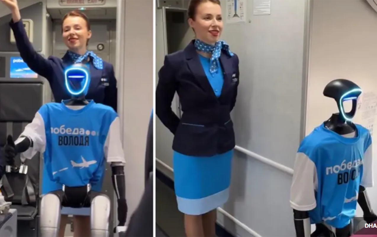 D&uuml;nyada ilk robot st&uuml;ardessa sınaqdan ke&ccedil;irildi