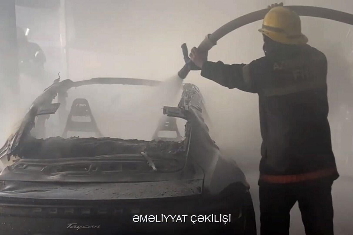 Bakıda təmir sexində yanğın  "Porsche" yandı