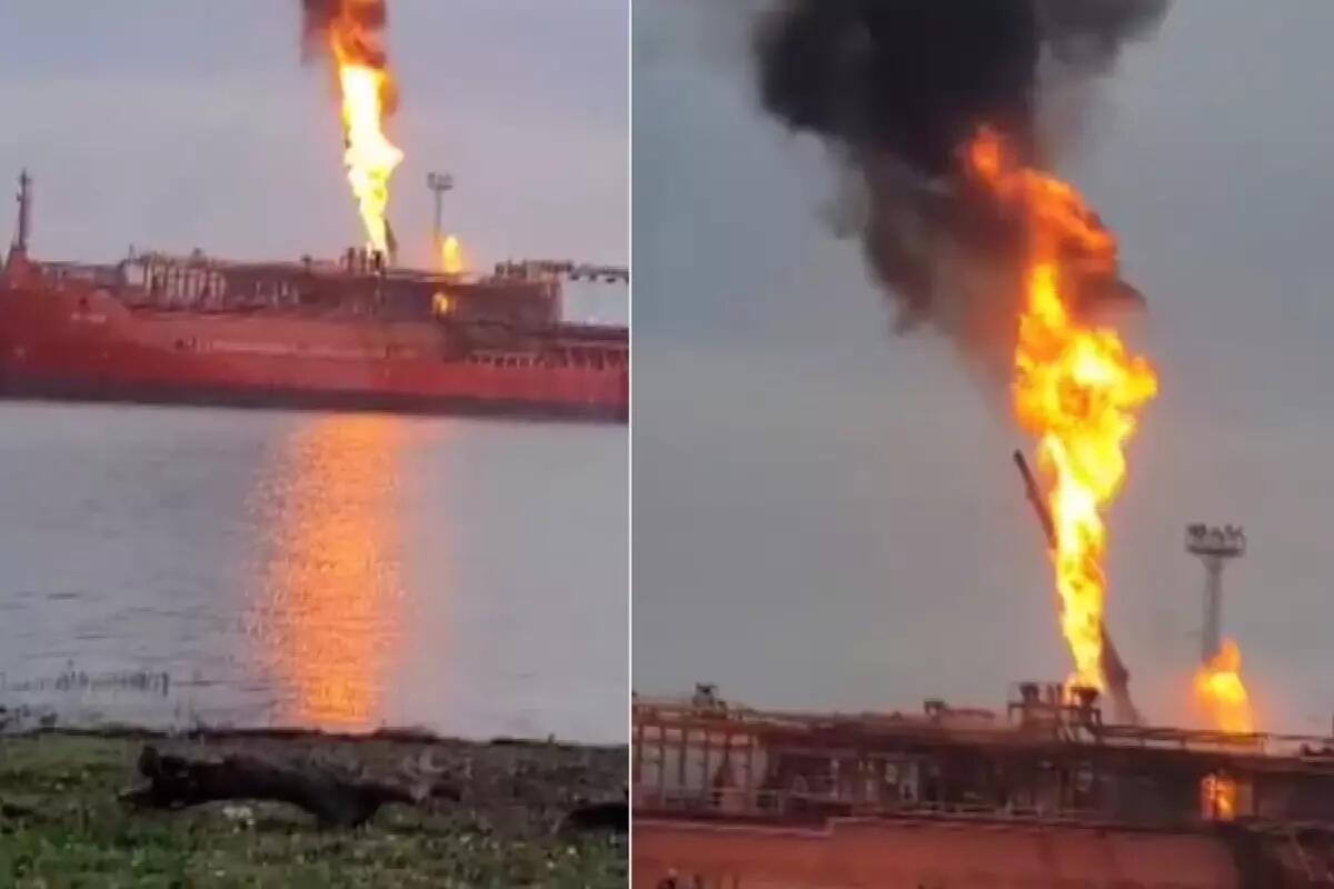 T&uuml;rk gəmisi dronla vuruldu  16 nəfər təxliyə edildi