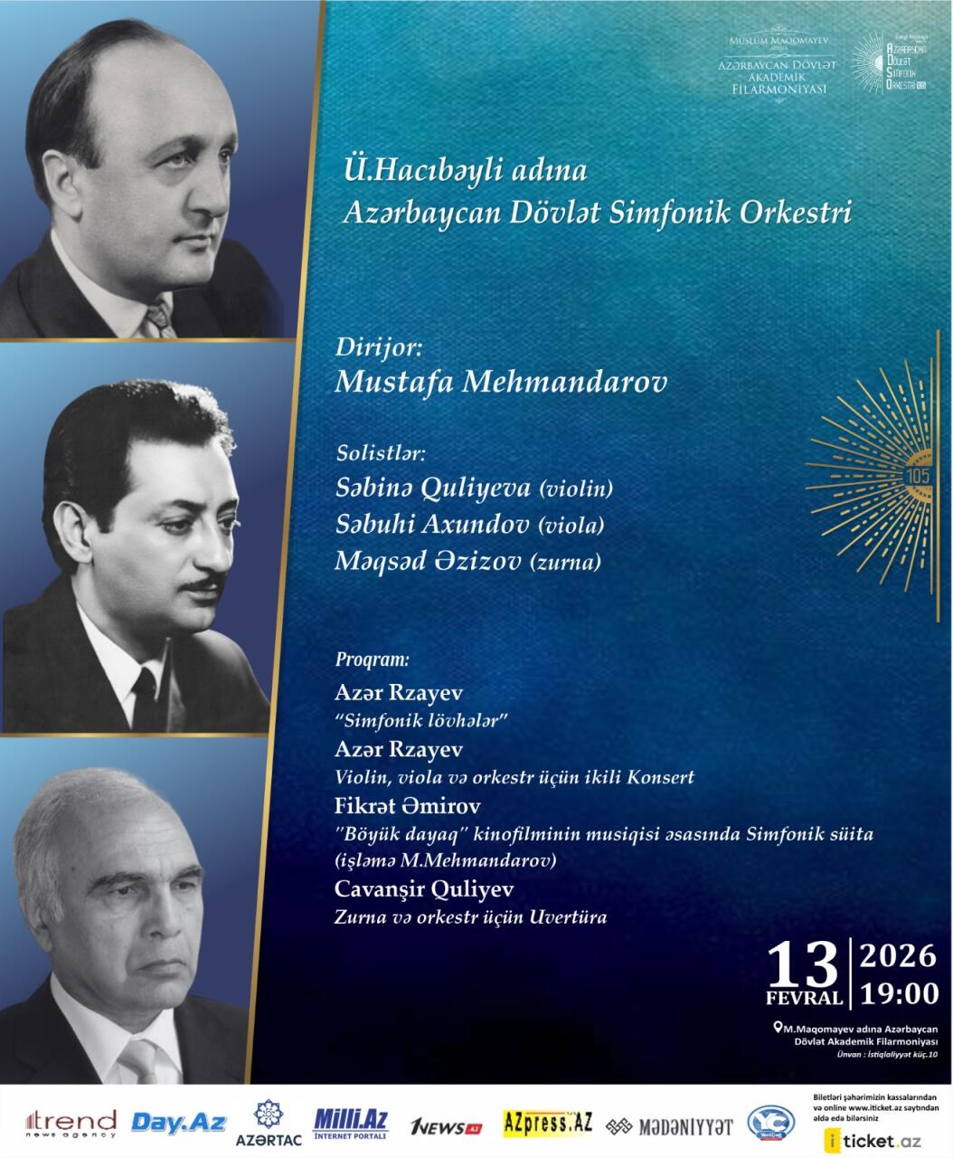 D&ouml;vlət Simfonik Orkestrinin təqdimatında m&ouml;htəşəm konsert proqramı baş tutacaq