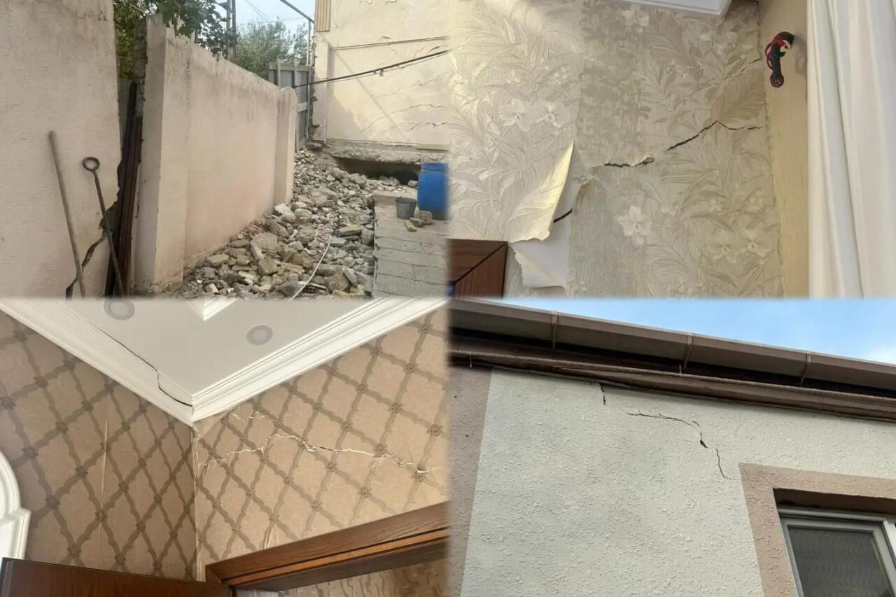 Bakıda s&uuml;r&uuml;şmə zonasında yerləşən ev qəzalı vəziyyətə d&uuml;şd&uuml; 