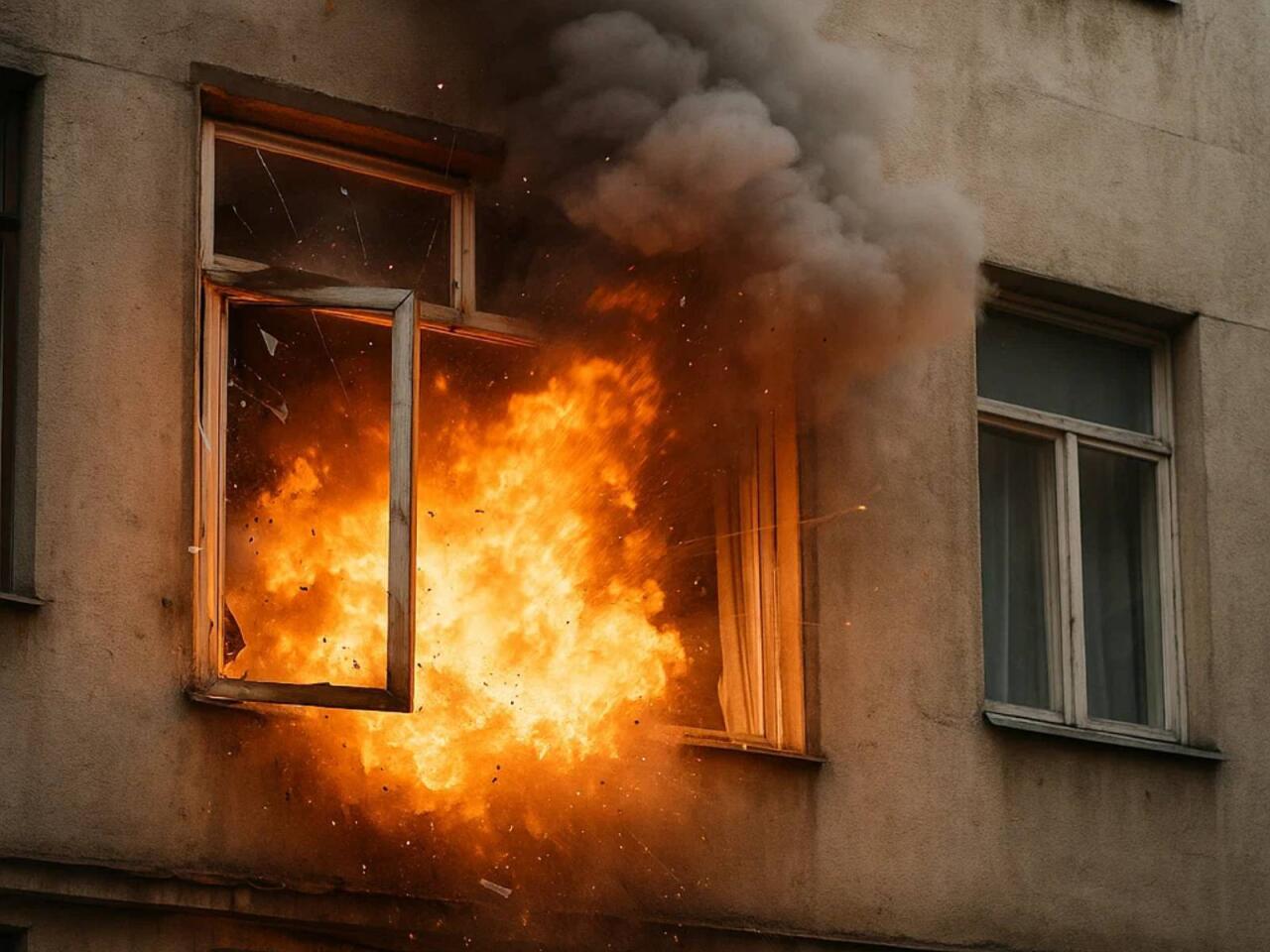 Sumqayıtda bina yanır  Sakinlər təxliyə edilirlər 