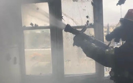 Bakıda binadakı yanğın s&ouml;nd&uuml;r&uuml;ld&uuml; 