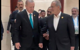 Ərdoğan əlini buraxmadı, Pezeşkian isə farsca...  Video