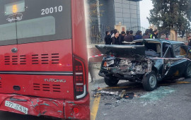 Gəncədə avtobus qəzası  &Ouml;lən və yaralanan var  FOTO